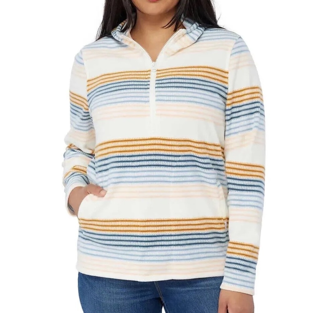 O’Neill Julia Striped Fleece 1/4 Zip Pullover Hoodie Long Sleeve Pocket XXL